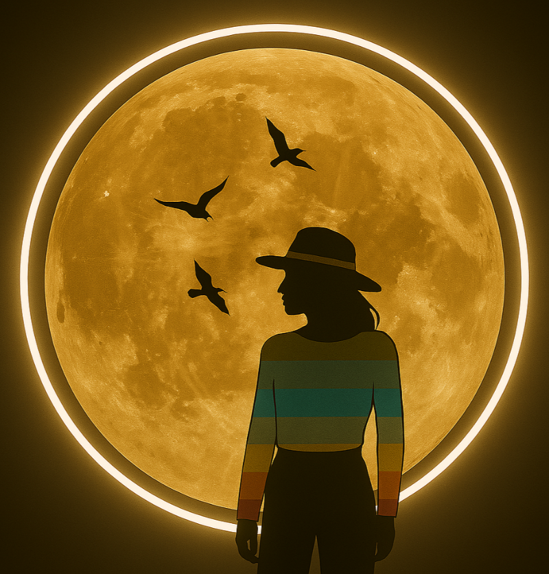 moonbow moon rainbow wall art option two