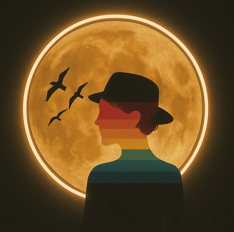moonbow moon rainbow wall art option three