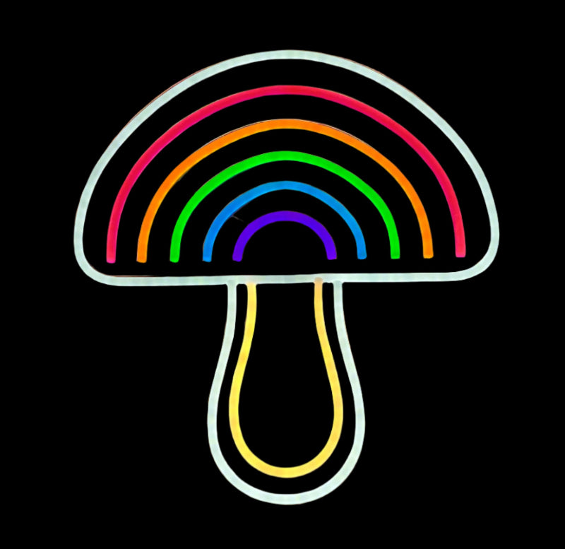 rainbow mushroom neon sign