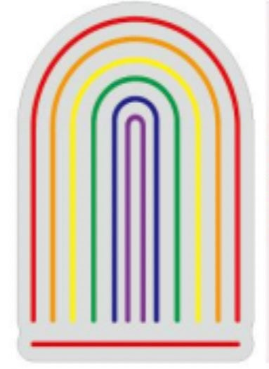 Through the rainbow door neon sign