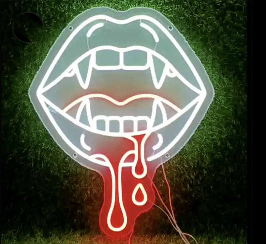 bloodlust vampire neon sign