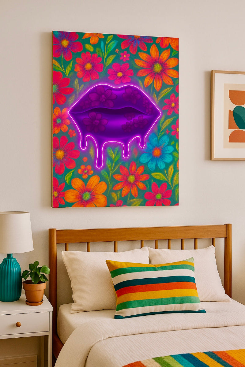 botanical babe neon lips art