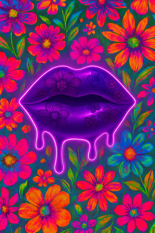 botanical babe neon lips art