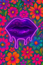 botanical babe neon lips art