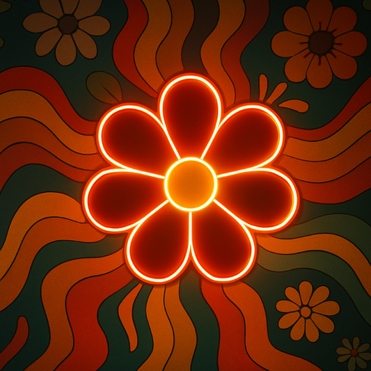 daisy dazed flower neon wall art
