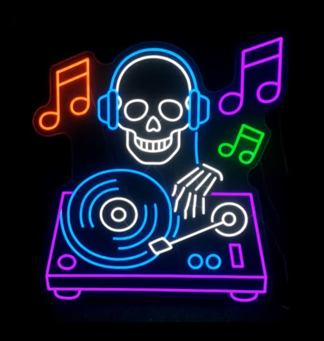 deadly beats dj skull neon sign