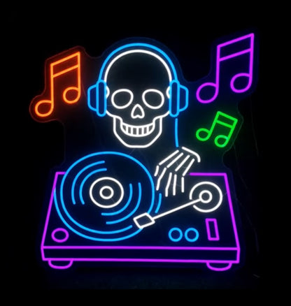deadly beats dj skull neon sign