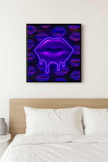 liquid lips neon pop art on a wall
