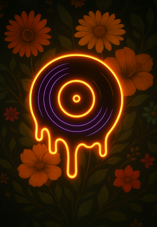 molten melody neon record wall art