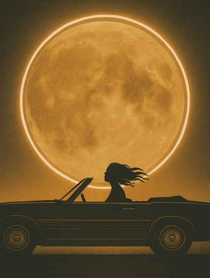 moonlight cruise neon moon wall art option two
