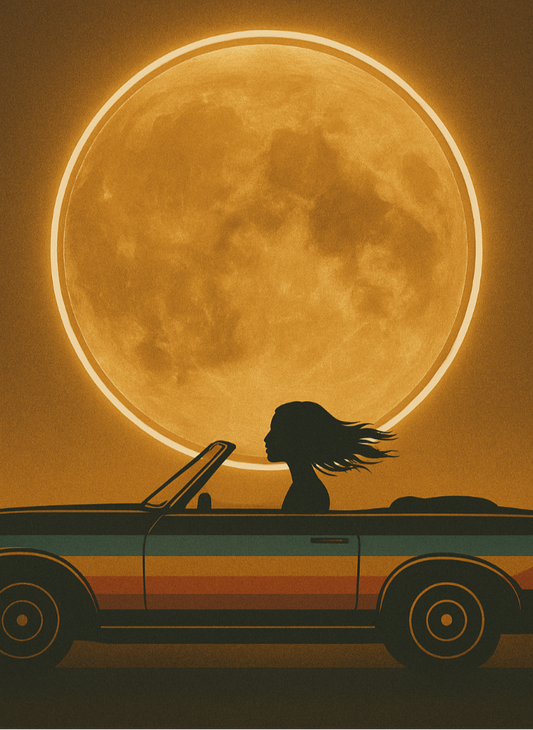 moonlight cruise neon moon wall art option one