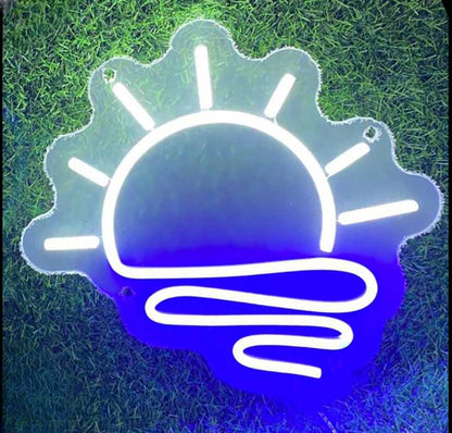 ocean sunset neon sign
