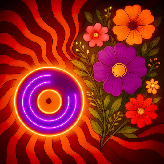 petals on wax neon record wall art