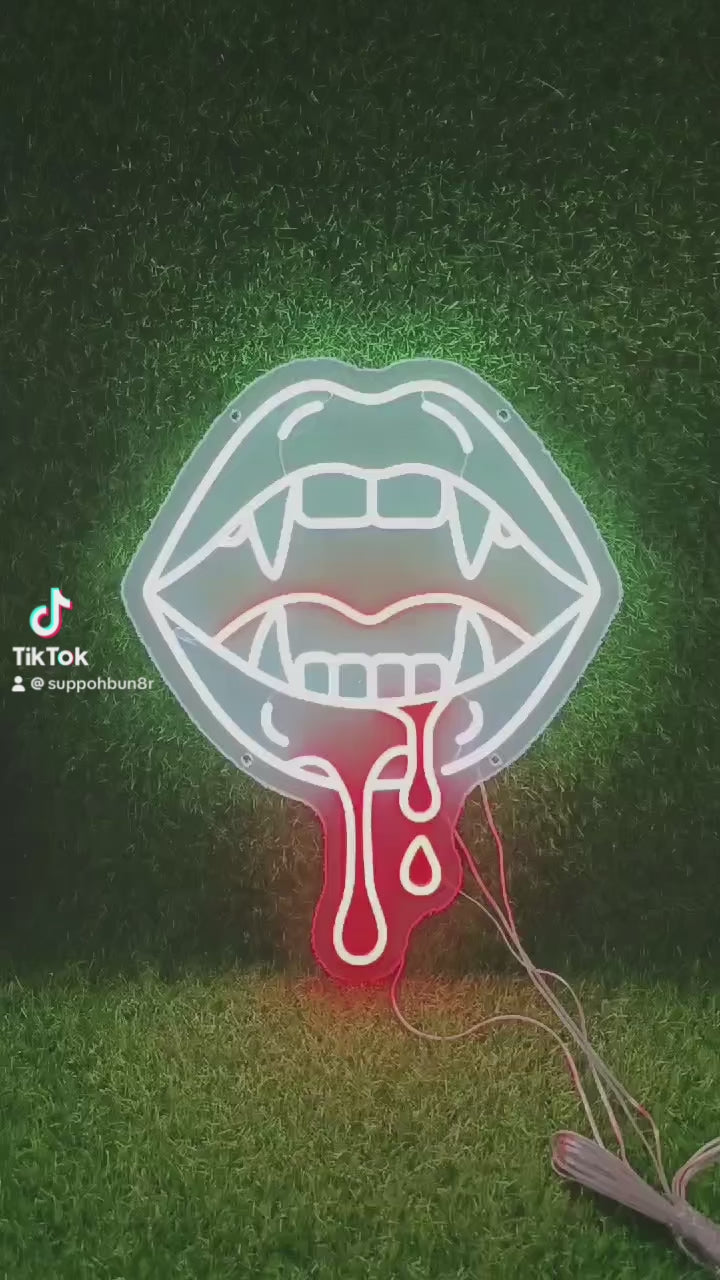 bloodlust vampire neon sign
