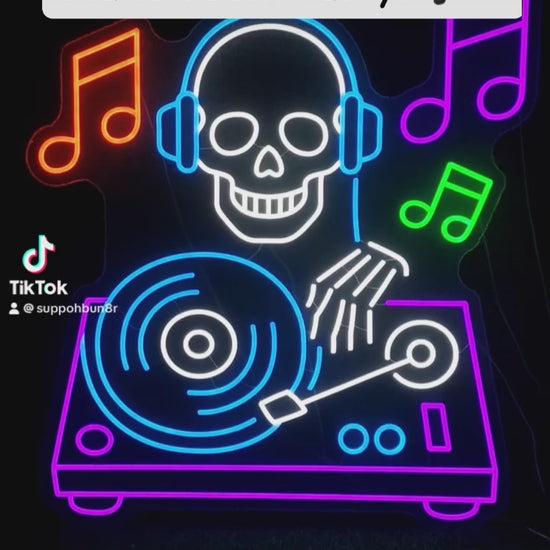 deadly beats dj skull neon sign