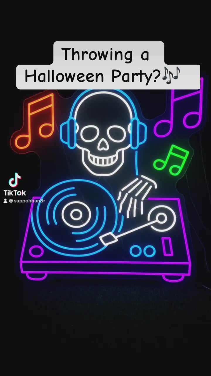 deadly beats dj skull neon sign