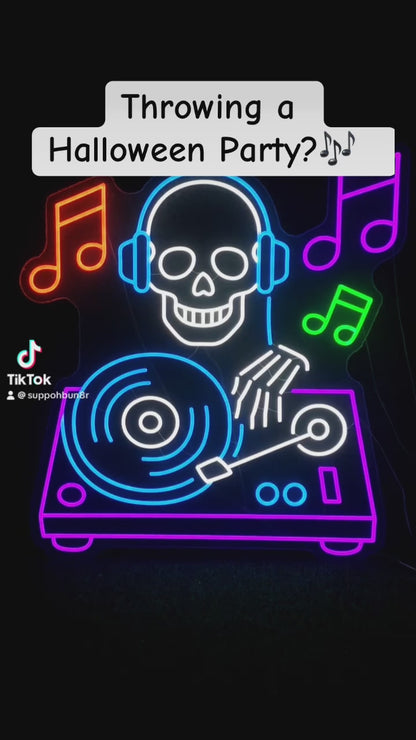 deadly beats dj skull neon sign