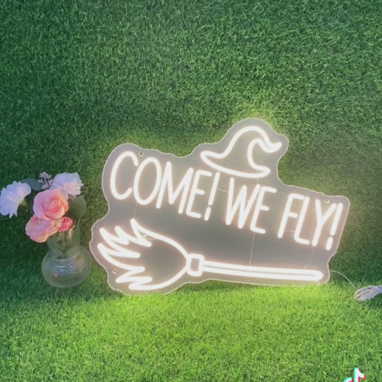 come! we fly! neon sign