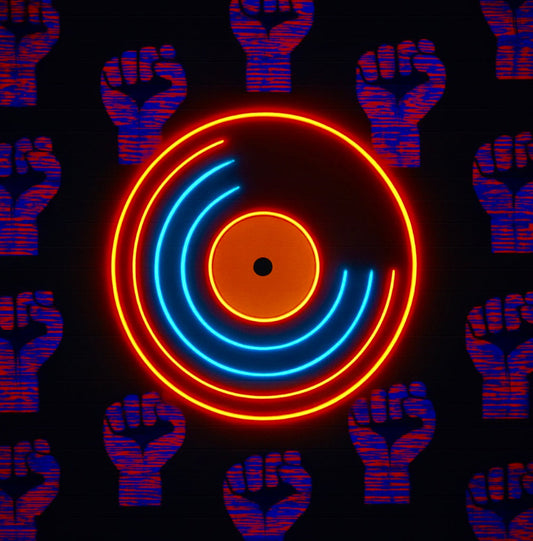 rebel frequency neon record wall art