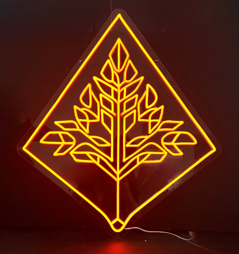 rooted geometric tree neon sign