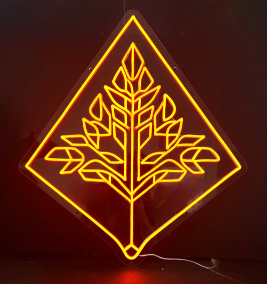 rooted geometric tree neon sign