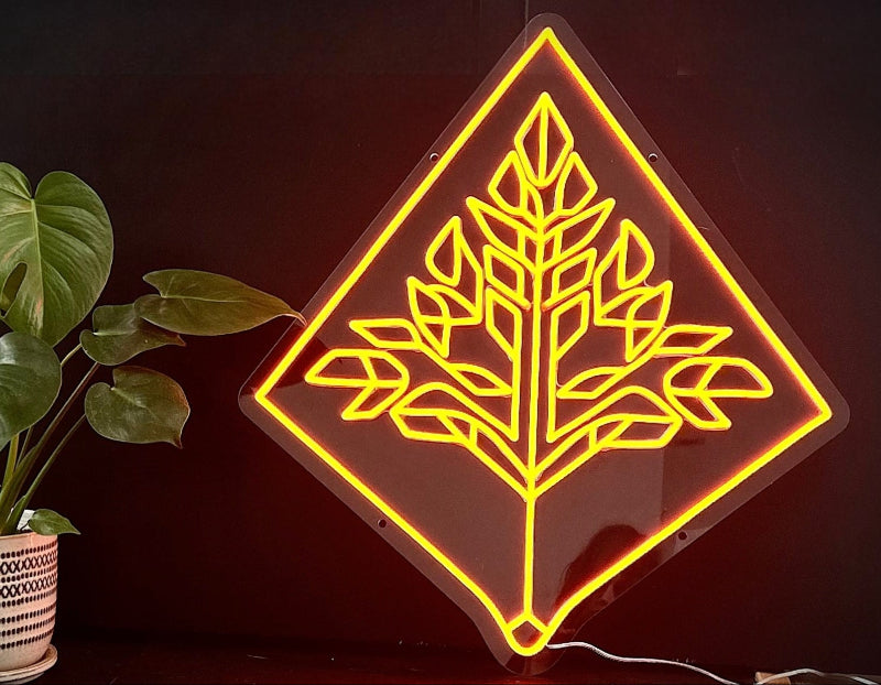 rooted geometric tree neon sign
