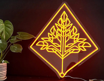 rooted geometric tree neon sign
