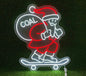 santa shreds skateboarding neon sign