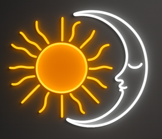 sol and luna neon sign