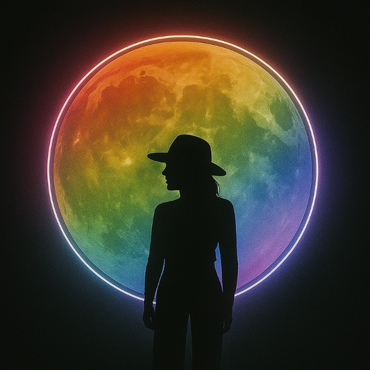under the rainbow neon moon