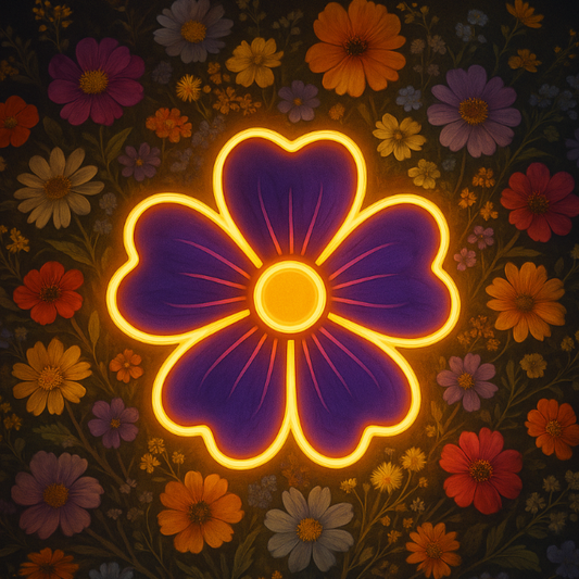 violet voltage flower neon wall art
