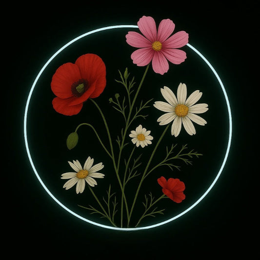 wildflowers in bloom neon wall art